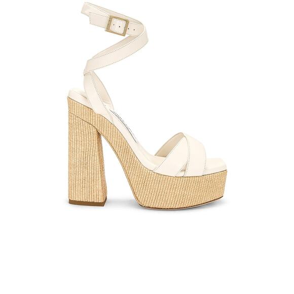 Jimmy Choo 'Gaia 140' Beige Leather Suede Sandal Size 8.5 - Picture 1 of 5